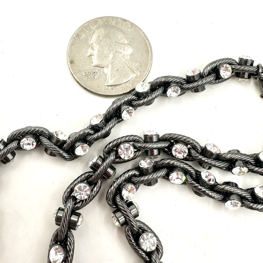 Nolan Miller Australian Crystal Gunmetal Rope Chain Necklace NWOT - Picture 10 of 10